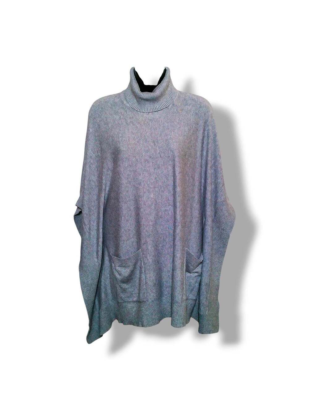 MICHAEL Michael Kors Poncho Turtleneck Pockets Size S Gray